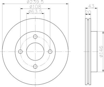 Hella 8DD 355 102-231 тормозной диск на FORD FIESTA фургон (FVD)