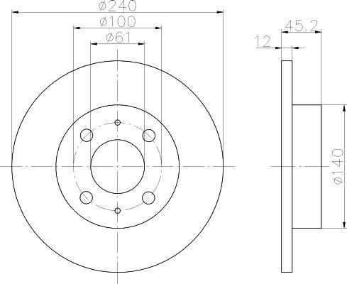 Hella 8DD 355 102-291 тормозной диск на NISSAN SUNNY II купе (B12)