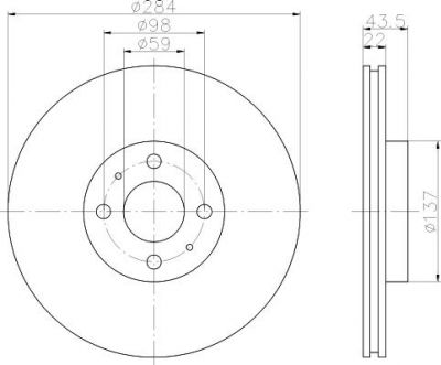 Hella 8DD 355 102-391 тормозной диск на FIAT STILO (192)