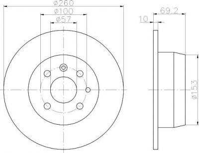 Hella 8DD 355 102-731 тормозной диск на OPEL ASTRA F Наклонная задняя часть (53_, 54_, 58_, 59_)