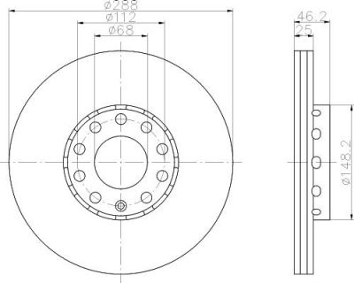 Hella 8DD 355 102-811 тормозной диск на AUDI A6 Avant (4B5, C5)