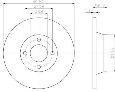 Hella 8DD 355 103-071 тормозной диск на AUDI 80 Avant (8C, B4)