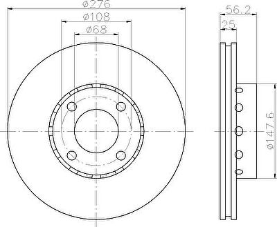 Hella 8DD 355 103-081 тормозной диск на AUDI 80 Avant (8C, B4)