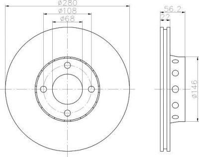 Hella 8DD 355 103-091 тормозной диск на AUDI 80 Avant (8C, B4)