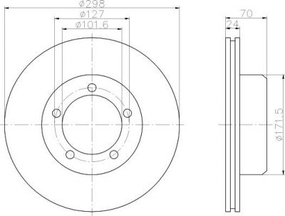 Hella 8DD 355 103-161 тормозной диск на LAND ROVER DEFENDER Station Wagon (LD)