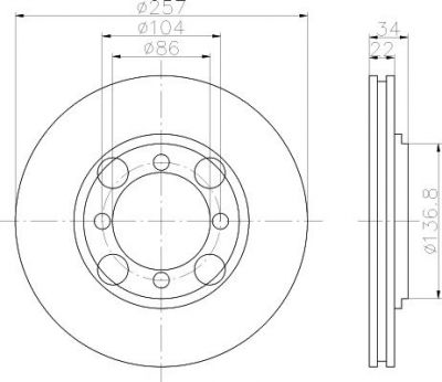Hella 8DD 355 103-281 тормозной диск на HYUNDAI LANTRA I (J-1)