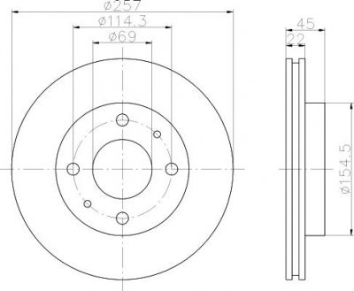 Hella 8DD 355 103-291 тормозной диск на HYUNDAI SONATA II (Y-2)