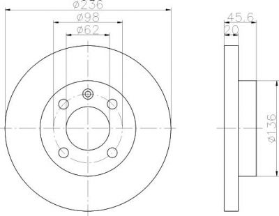 Hella 8DD 355 103-571 тормозной диск на SKODA FAVORIT Forman (785)