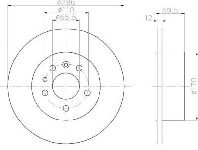 Hella 8DD 355 103-741 тормозной диск на OPEL OMEGA B (25_, 26_, 27_)