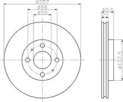 Hella 8DD 355 103-971 тормозной диск на PEUGEOT BIPPER Tepee