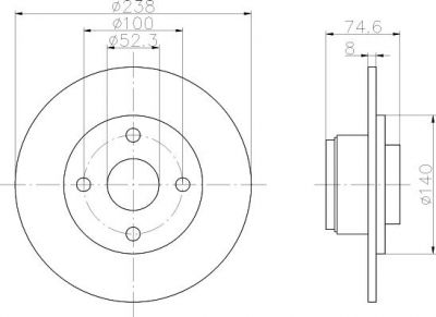 Hella 8DD 355 104-021 тормозной диск на RENAULT MEGANE I Cabriolet (EA0/1_)