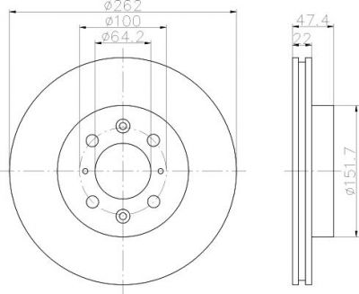 Hella 8DD 355 104-041 тормозной диск на HONDA CONCERTO седан (HWW)