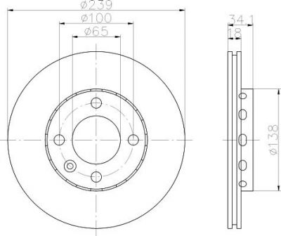 Hella 8DD 355 104-211 тормозной диск на VW LUPO (6X1, 6E1)