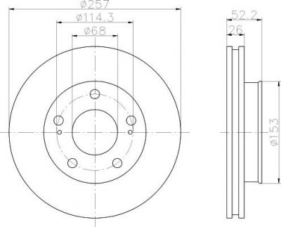 Hella 8DD 355 104-561 тормозной диск на NISSAN VANETTE CARGO фургон (HC 23)