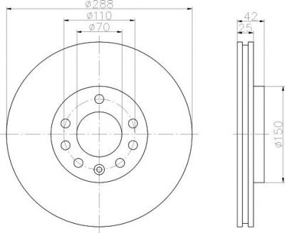 Hella 8DD 355 104-681 тормозной диск на OPEL VECTRA B (36_)
