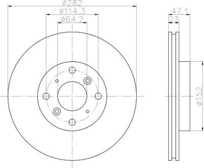 Hella 8DD 355 104-991 тормозной диск на HONDA PRELUDE IV (BB)