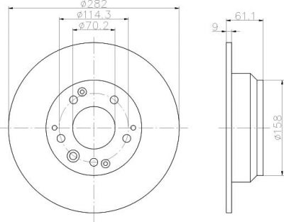 Hella 8DD 355 105-001 тормозной диск на HONDA LEGEND IV (KB_)