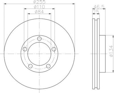 Hella 8DD 355 105-181 тормозной диск на TOYOTA HILUX II пикап (LN8_, RN5_, LN6_, YN6_, YN5_, LN5_, RN6_)