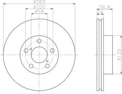 Hella 8DD 355 105-321 тормозной диск на SUBARU IMPREZA купе (GFC)