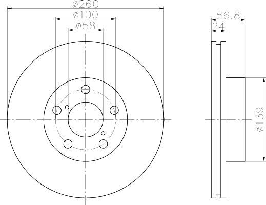 Hella 8DD 355 105-321 тормозной диск на SUBARU IMPREZA купе (GFC)