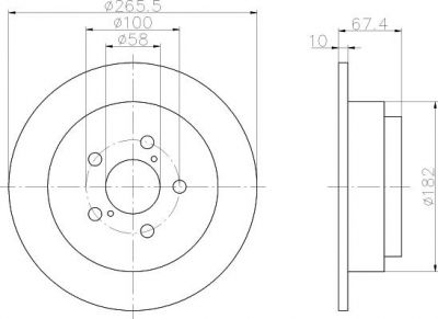 Hella 8DD 355 105-331 тормозной диск на SUBARU IMPREZA универсал (GG)