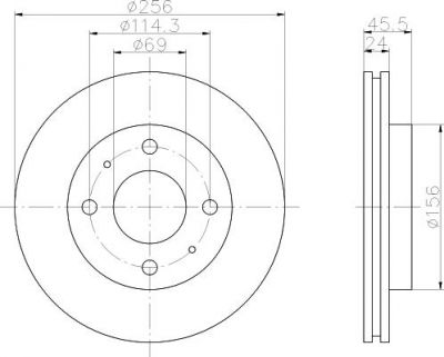 Hella 8DD 355 105-451 тормозной диск на VOLVO V40 универсал (VW)