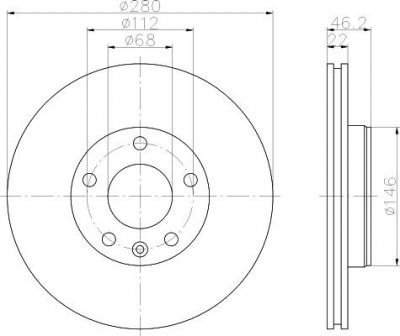 Hella 8DD 355 105-521 тормозной диск на SKODA OCTAVIA (1U2)