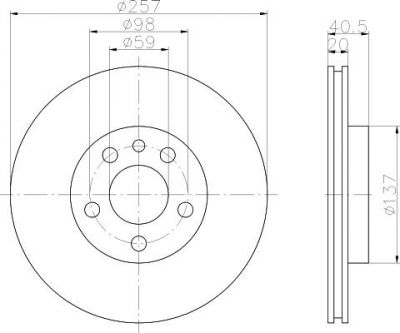 Hella 8DD 355 105-621 тормозной диск на PEUGEOT EXPERT фургон (222)