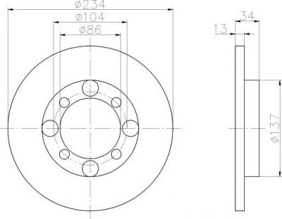 Hella 8DD 355 105-781 тормозной диск на MITSUBISHI LANCER IV (C6_A, C7_A)