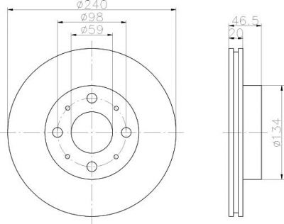 Hella 8DD 355 105-881 тормозной диск на FIAT ALBEA (178_)