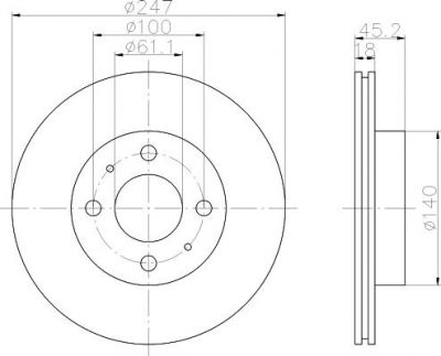 Hella 8DD 355 105-931 тормозной диск на NISSAN ALMERA I (N15)