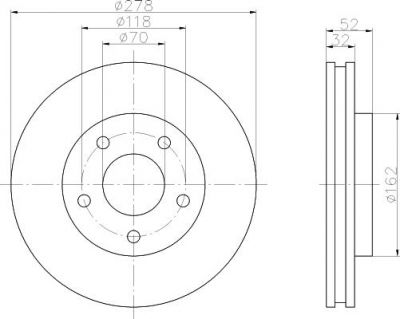 Hella 8DD 355 106-011 тормозной диск на PONTIAC TRANS SPORT