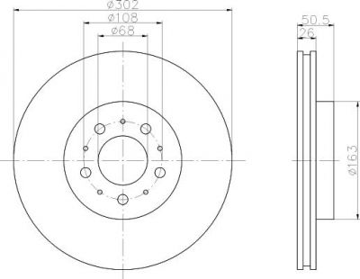 Hella 8DD 355 106-131 тормозной диск на VOLVO C70 I купе