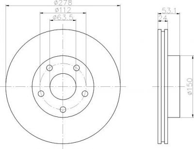 Hella 8DD 355 106-141 тормозной диск на FORD SCORPIO I (GAE, GGE)