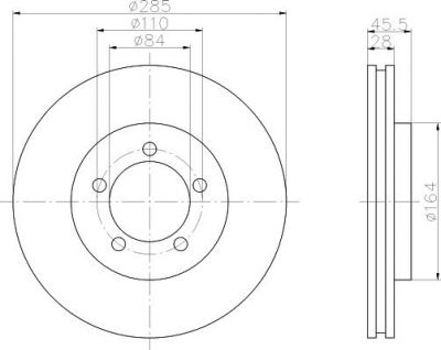 Hella 8DD 355 106-251 тормозной диск на TOYOTA HIACE III фургон (YH7_, LH6_, LH7_, LH5_, YH5_, YH6_)