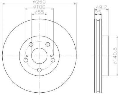 Hella 8DD 355 106-511 тормозной диск на TOYOTA AVENSIS (_T22_)