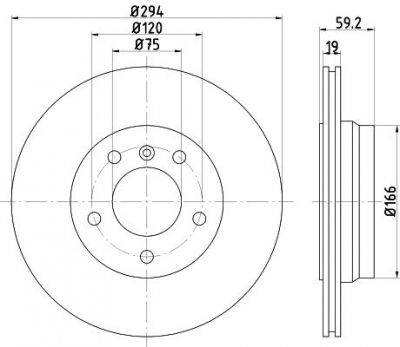 Hella 8DD 355 106-571 тормозной диск на 3 (E46)