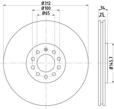 Hella 8DD 355 106-731 тормозной диск на VW GOLF IV (1J1)