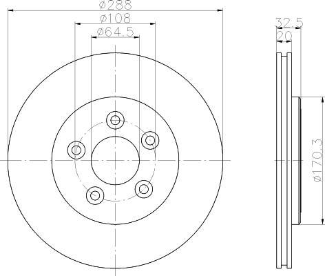Hella 8DD 355 106-831 тормозной диск на LINCOLN LS