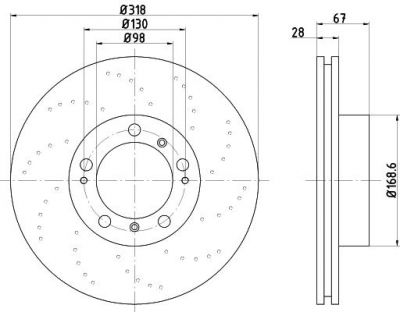 Hella 8DD 355 106-981 тормозной диск на PORSCHE 911 (996)