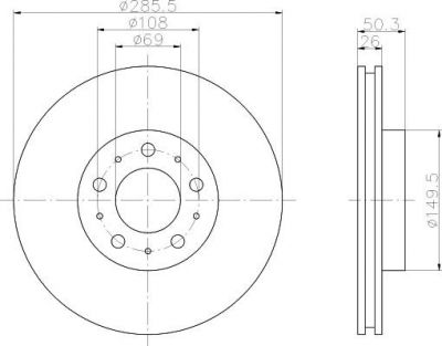 Hella 8DD 355 107-051 тормозной диск на VOLVO XC70 CROSS COUNTRY