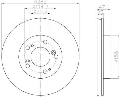 Hella 8DD 355 107-131 тормозной диск на HONDA CR-V I (RD)