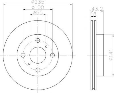 Hella 8DD 355 107-281 тормозной диск на TOYOTA PLATZ (NCP1_)