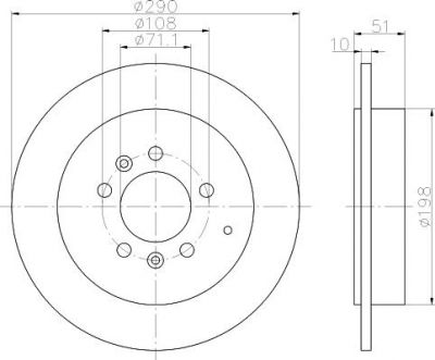 Hella 8DD 355 108-431 тормозной диск на PEUGEOT 607 (9D, 9U)