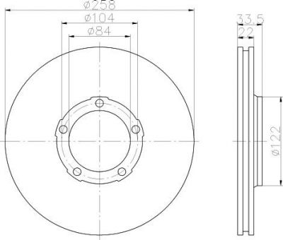 Hella 8DD 355 108-471 тормозной диск на MITSUBISHI L 300 автобус (P0_W, P1_W, P2_W)