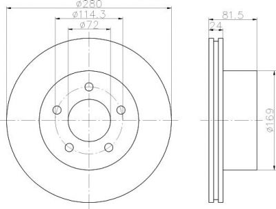 Hella 8DD 355 108-591 тормозной диск на JEEP GRAND CHEROKEE I (ZJ)