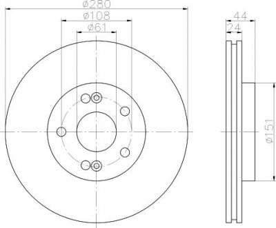 Hella 8DD 355 108-631 тормозной диск на RENAULT SCЙNIC I (JA0/1_)