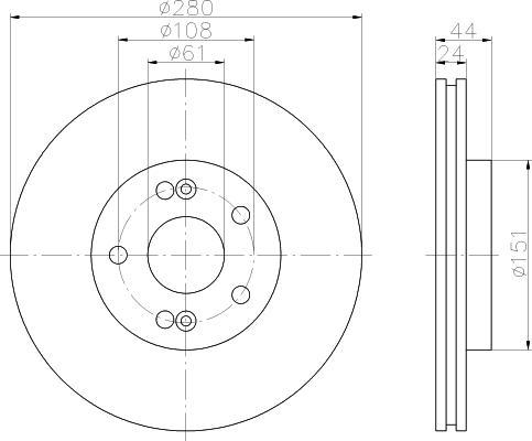 Hella 8DD 355 108-631 тормозной диск на RENAULT SCЙNIC I (JA0/1_)
