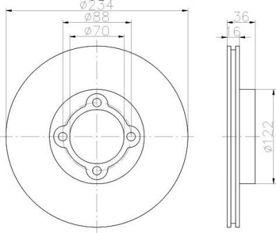 Hella 8DD 355 108-661 тормозной диск на DAIHATSU CHARADE III (G100, G101, G102)