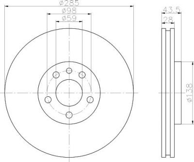 Hella 8DD 355 108-761 тормозной диск на PEUGEOT EXPERT фургон (222)